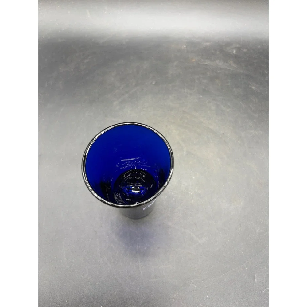 Smirnoff Vodka Cobalt Blue Glass Shot Glass Barware Collectible Logo